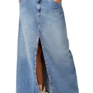 Free People Come as You Are Denim Maxi Skirt